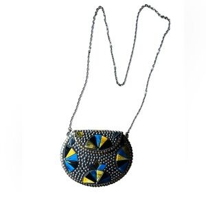 Stylish Blue and Yellow Women's Bag